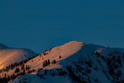 Sunlit mountains in the morning