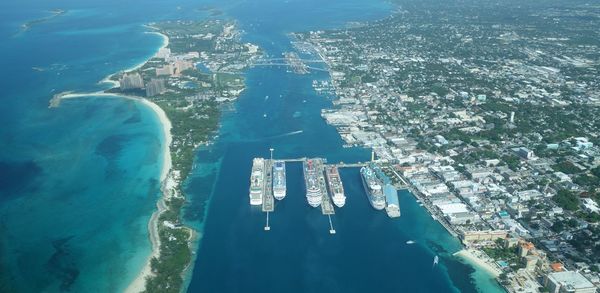 Aerial view of nassau port