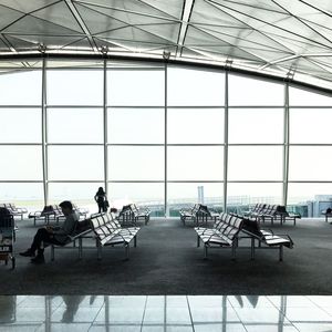 Chairs and tables in window