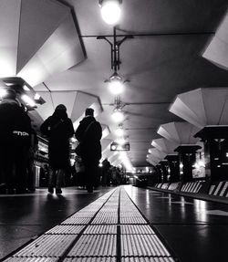 Illuminated underground subway station