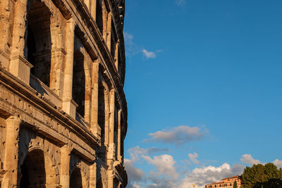 Low angle view of old ruin building against sky