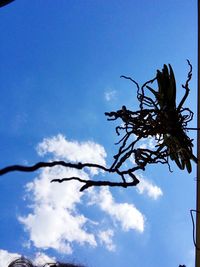 Low angle view of tree against blue sky