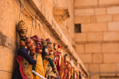 Low angle view of statue against building