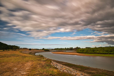 Scenic view of river against sky