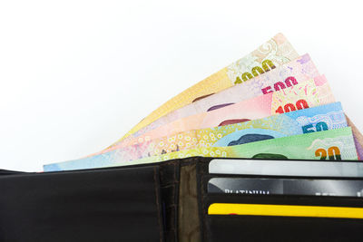 Close-up of yellow paper over white background