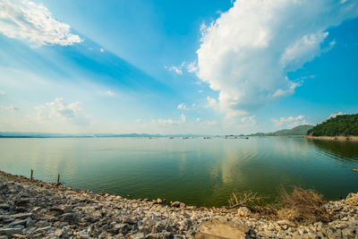 Scenic view of lake against sky