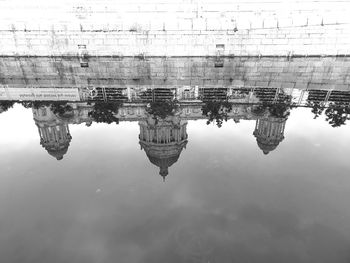 Reflection of buildings in lake