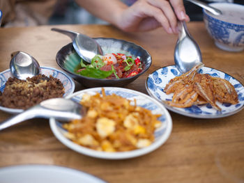 Rice gruel and side dish . concept breakfast thai style