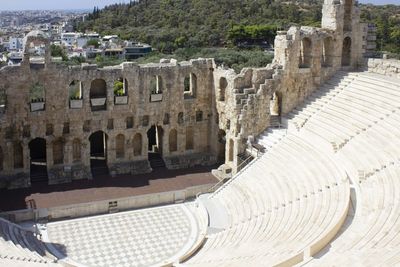 High angle view of old ruins in city