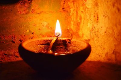 Close-up of illuminated candle