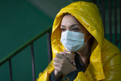 Portrait of woman wearing mask