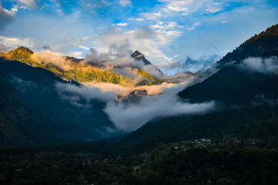 Aerial view of landscape against cloudy sky