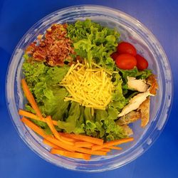 High angle view of food in plate