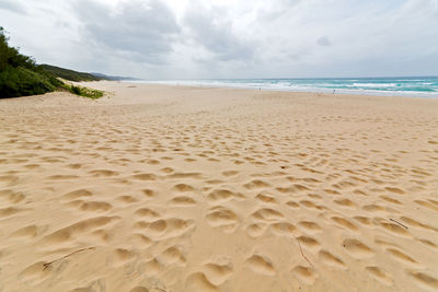 Scenic view of beach against sky