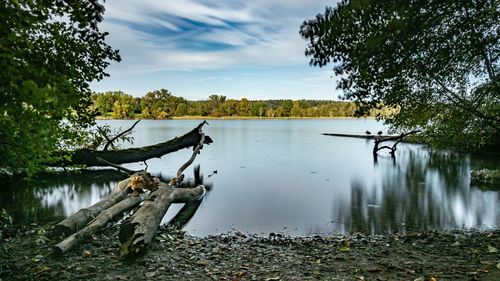 Scenic view of lake against sky