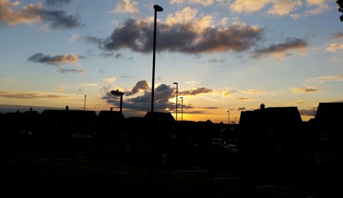 Silhouette of buildings at sunset