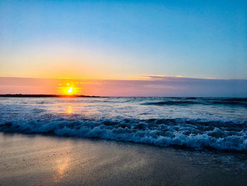 Scenic view of sea against sky during sunset