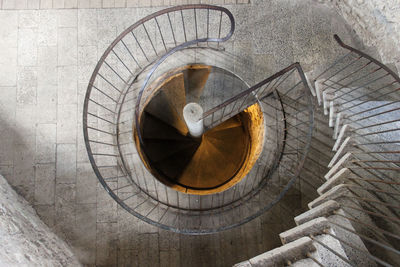 High angle view of spiral staircase