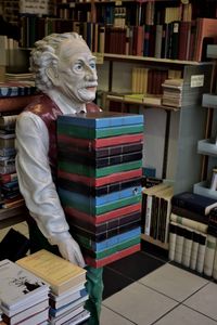 Stack of books on table