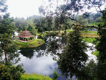 Scenic view of lake against sky