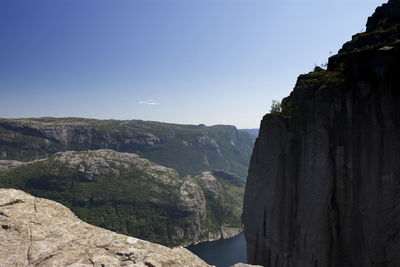 Scenic view of mountains against clear sky