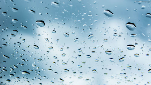 Close-up of water drops on glass window