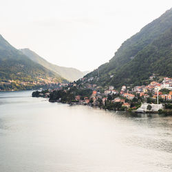 View of river with mountain range in the background