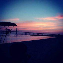 Scenic view of sea at sunset