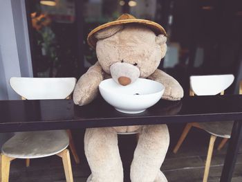 Teddy bear on table