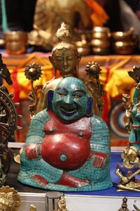 Close-up of buddha statue in temple