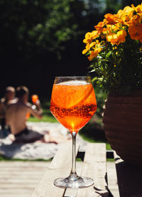 Close-up of aperol spritz