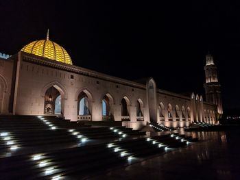 View of historical building at night