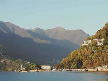 Scenic view of mountains against clear sky