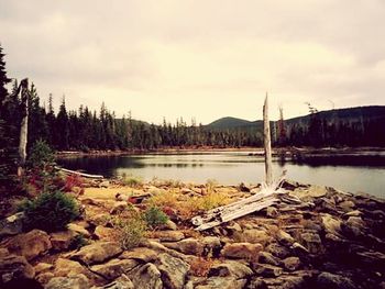 Scenic view of lake against sky