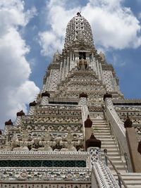 Low angle view of temple building against sky