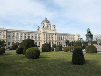 View of historical building in garden