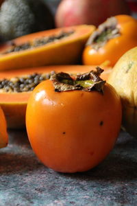 Close-up of orange on table