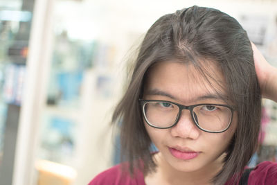 Close-up portrait of a young woman