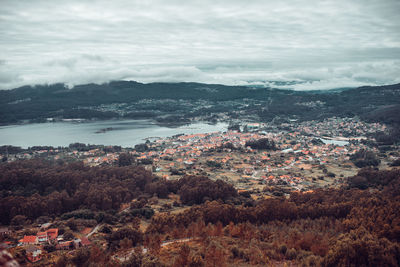 High angle view of townscape against sky