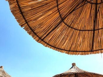 Low angle view of roof against clear sky