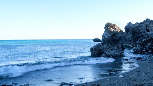 Scenic view of sea against clear sky