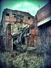 Low angle view of abandoned building