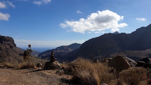 Panoramic view of rocky mountains against sky