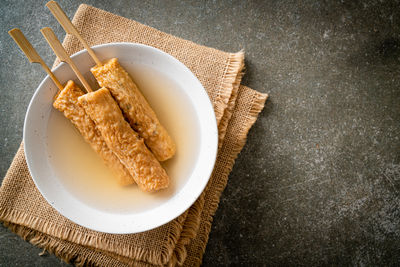 High angle view of food on table