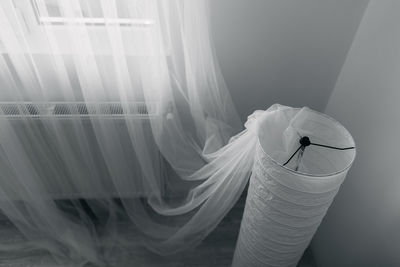High angle view of curtain in room
