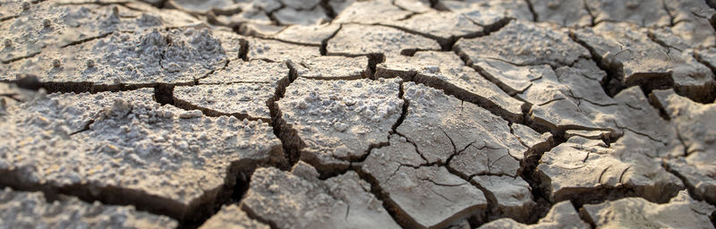 High angle view of cracked field