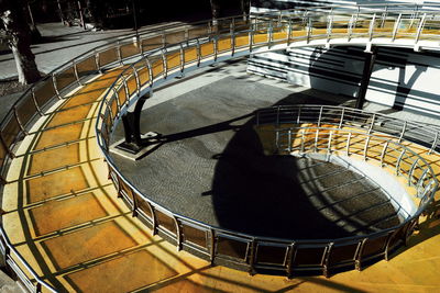 High angle view of empty spiral staircase in city