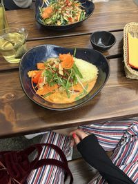 High angle view of food on table