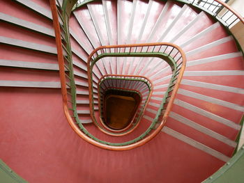 High angle view of spiral stairs