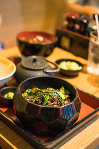 High angle view of food on table